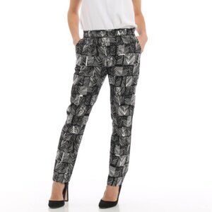 Max Mara women's Paggio printed pants black white 8 Italy cotton